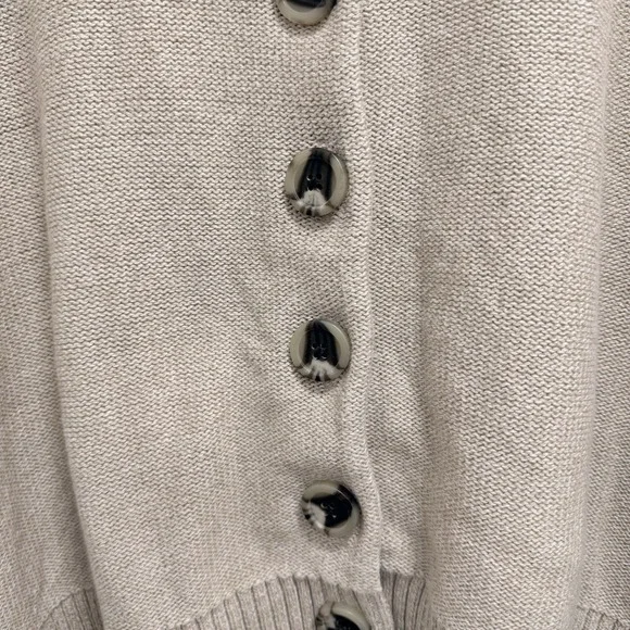 Quince 100% Organic Cotton Cropped Cardigan speckled beige/oatmeal color L - Picture 10 of 10